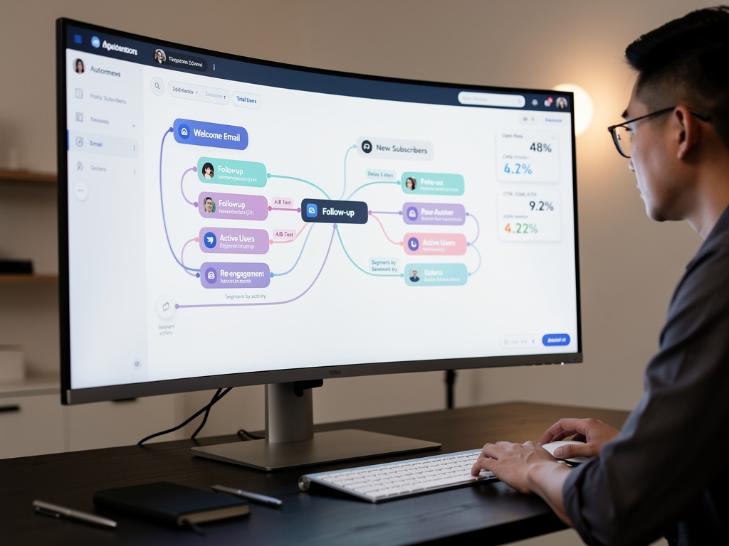 Pantalla mostrando configuración de automatización de email marketing